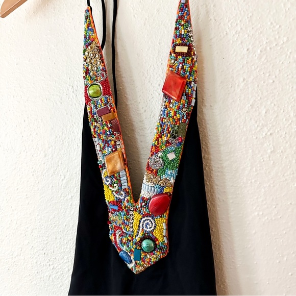 Caffe Womens Beaded Black One-Piece Swimsuit - Picture 3 of 9